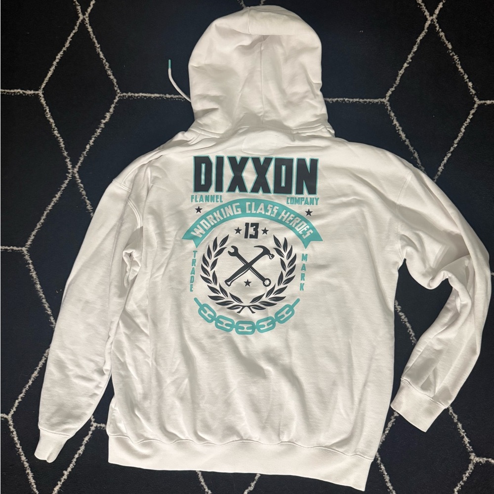 DIXXON White and Teal Graphic Hoodie